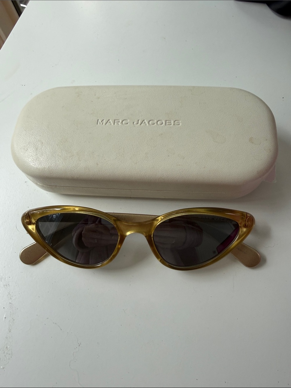Marc Jacobs Gold Cat Eye Sunglasses.